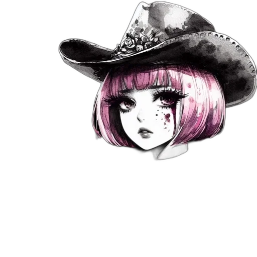 hat, mask, face, crown, anime, watercolor, fantasy art, photorealistic transparent PNG cut-out