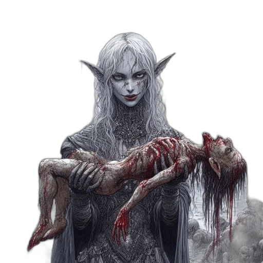 creature, staff, fantasy art, concept art, comic book art, pixel art, dark, gothic transparent PNG cut-out