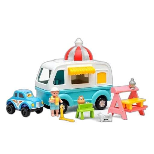 car, 3d render, beach, colorful, toy, set, featuring, blue transparent PNG cut-out