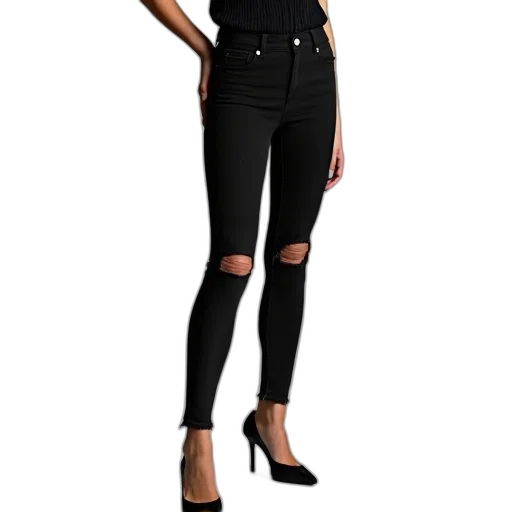 cartoon, dark, woman, wearing, black, pair, jeans, ripped transparent PNG cut-out