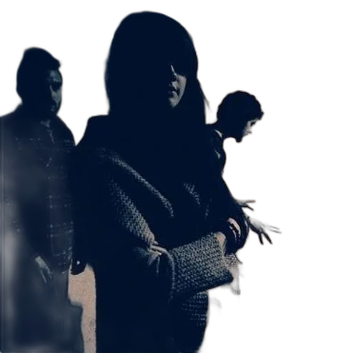 jacket, staff, silhouetted, figures, dimly, lit, room, skateboard transparent PNG cut-out