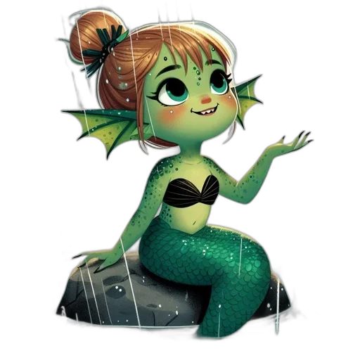 dragon, creature, concept art, fantasy art, comic book art, pixel art, underwater, green transparent PNG cut-out