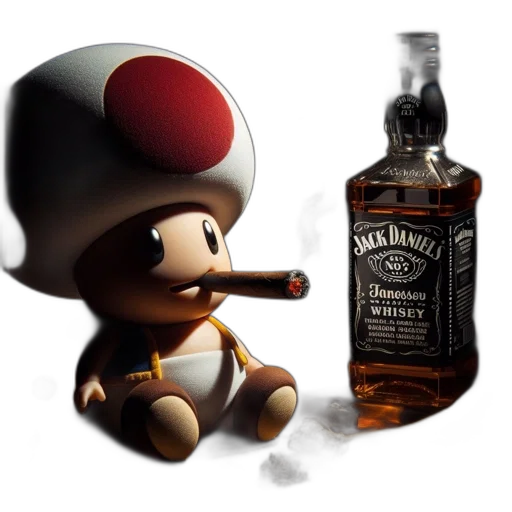 bottle, hat, 3d render, concept art, photorealistic, pixel art, anthropomorphic, toad transparent PNG cut-out