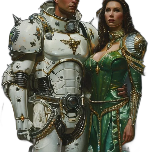 robot, jewelry, sword, fantasy art, concept art, comic book art, photorealistic, outer space transparent PNG cut-out
