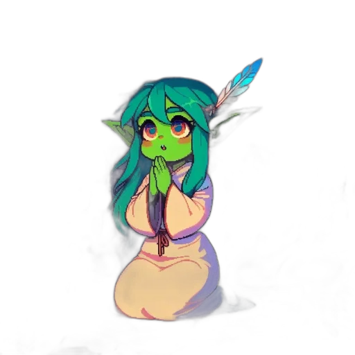 staff, creature, concept art, fantasy art, pixel art, watercolor, green, neon transparent PNG cut-out