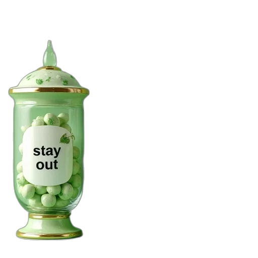 bottle, 3d render, green, words, stay, out, leaf, pattern transparent PNG cut-out
