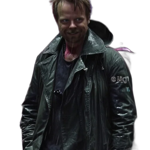 jacket, staff, creature, weapon, cyberpunk, concept art, photorealistic, 3d render transparent PNG cut-out