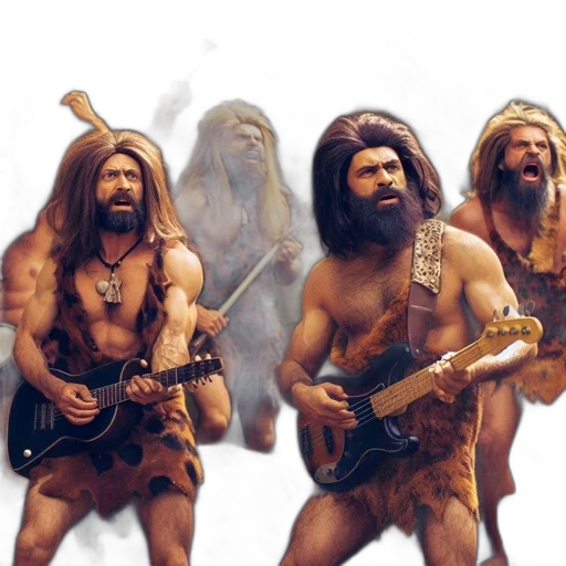 concept art, fantasy art, cavemen, perform, music, stone, age, cave transparent PNG cut-out