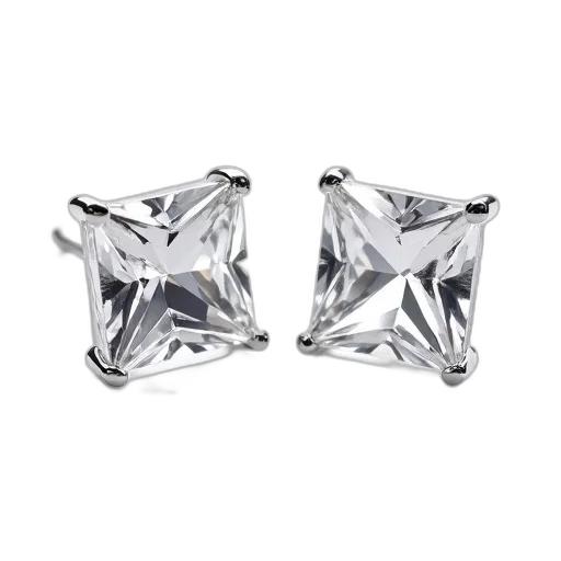 jewelry, crown, pair, cubic, zirconia, earrings, clear, shiny transparent PNG cut-out