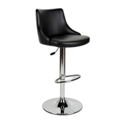 furniture, 3d render, sleek, modern, bar, stool, black, leather transparent PNG cut-out
