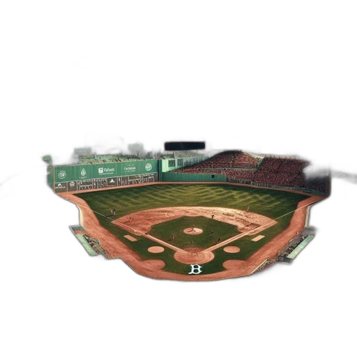 3d render, surreal, baseball, game, takes, place, stadium, spectators transparent PNG cut-out