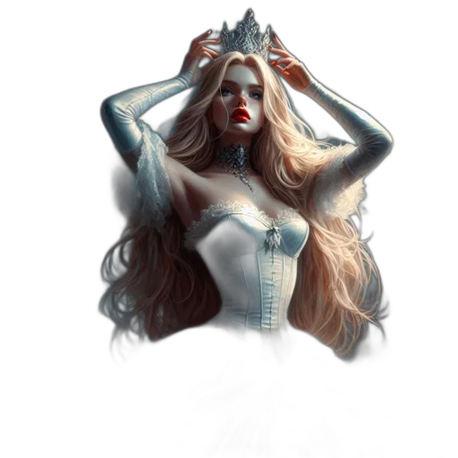 crown, mask, dress, hair, concept art, fantasy art, comic book art, photorealistic transparent PNG cut-out