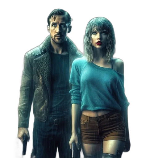 jacket, concept art, comic book art, cyberpunk, 3d render, fog, blue, rain-soaked transparent PNG cut-out