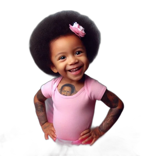 hat, hair, crown, dress, photorealistic, smiling, child, pink transparent PNG cut-out