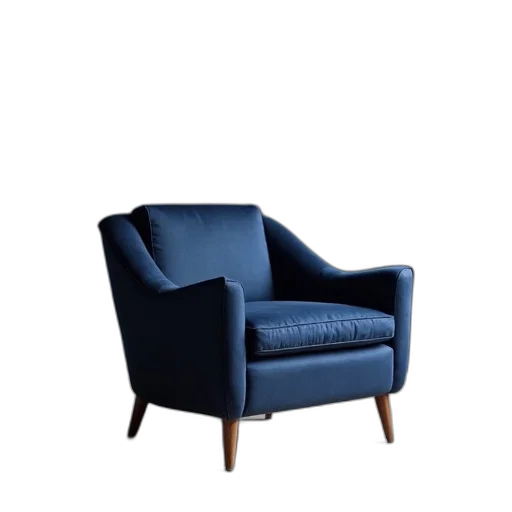 furniture, crown, 3d render, blue, oslo, chair, dark, linen transparent PNG cut-out