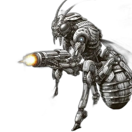 robot, weapon, creature, animal, concept art, fantasy art, comic book art, photorealistic transparent PNG cut-out