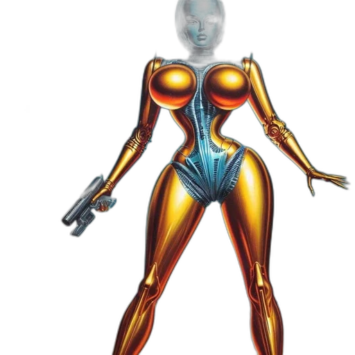 robot, weapon, jewelry, dress, concept art, comic book art, 3d render, pixel art transparent PNG cut-out