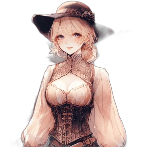 hat, dress, staff, jacket, fantasy art, pixel art, concept art, anime transparent PNG cut-out
