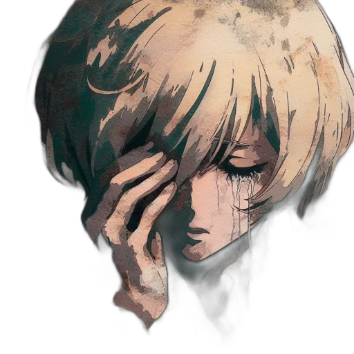 mask, face, hair, creature, concept art, watercolor, anime, comic book art transparent PNG cut-out