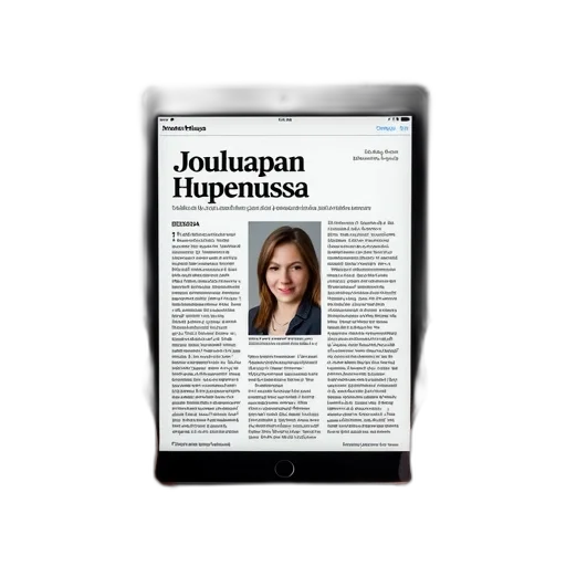 digital, tablet, displaying, news, article, foreign, language, possibly transparent PNG cut-out