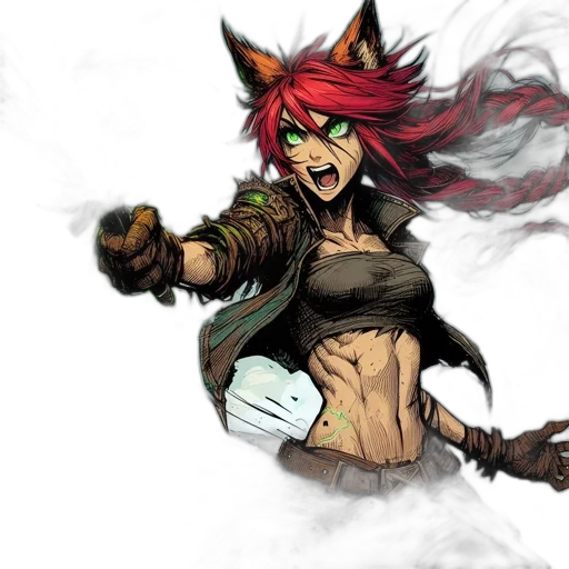 staff, weapon, concept art, fantasy art, comic book art, anime, fiery-haired, character transparent PNG cut-out