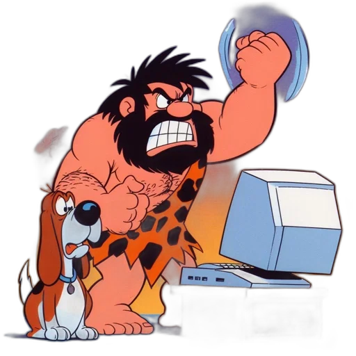 animal, cartoon, concept art, comic book art, pixel art, fire, enraged, caveman transparent PNG cut-out