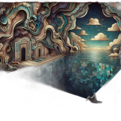 umbrella, concept art, fantasy art, watercolor, pixel art, underwater, fog, outer space transparent PNG cut-out