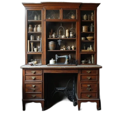 furniture, old, sewing, cabinet transparent PNG cut-out