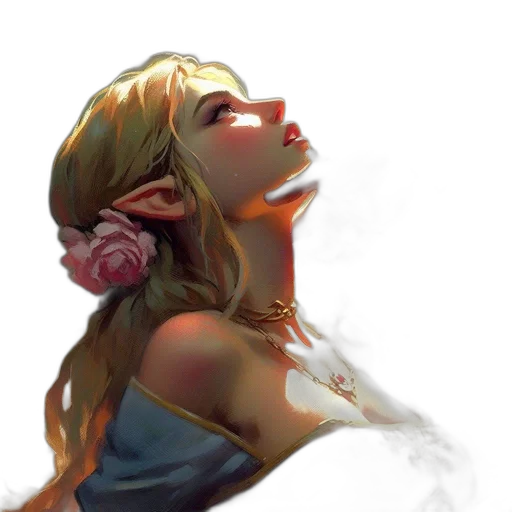 face, flower, dress, mask, concept art, fantasy art, watercolor, photorealistic transparent PNG cut-out