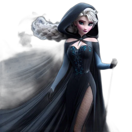 dress, concept art, fantasy art, 3d render, comic book art, dark, elegantly-gowned, woman transparent PNG cut-out