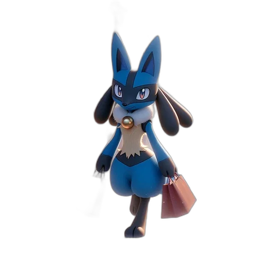 animal, creature, staff, 3d render, concept art, blue, anthropomorphic, large transparent PNG cut-out