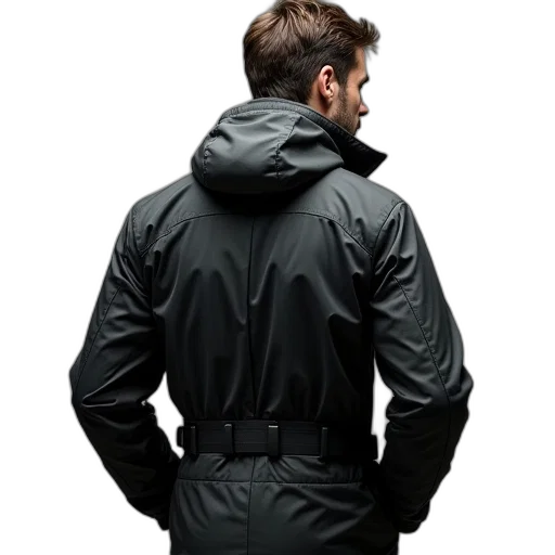 jacket, cyberpunk, extreme, weather, adjustable, back, shoulder, belt transparent PNG cut-out
