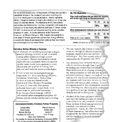 monochrome, page, report, titled, industry, voluntary, actions, discusses transparent PNG cut-out
