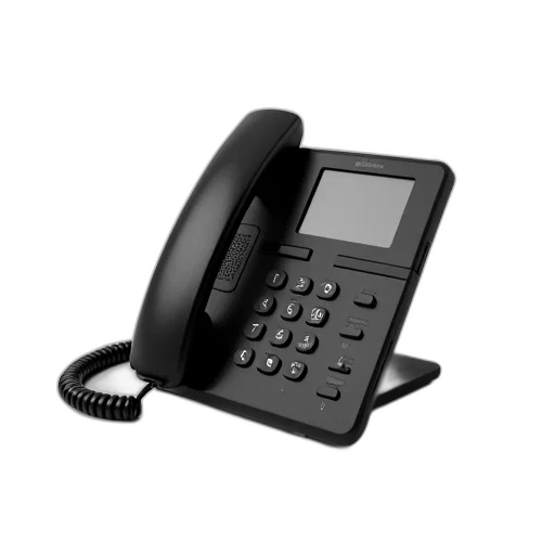 staff, black, corded, phone, base, cord, displayed, against transparent PNG cut-out