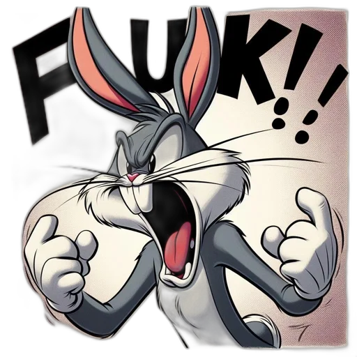 cartoon, animated, rabbit, character, large, ears, sharp, teeth transparent PNG cut-out