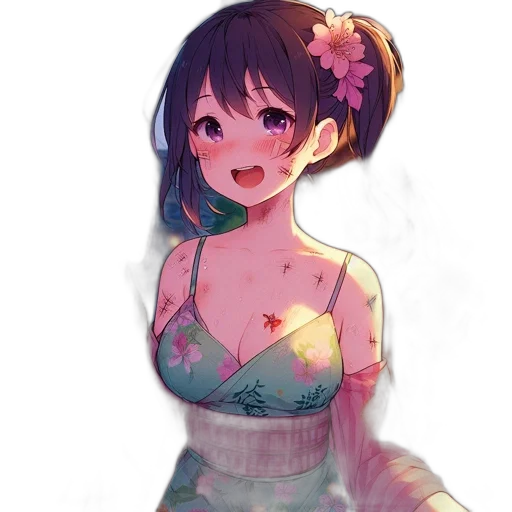 dress, creature, flower, face, watercolor, anime, fantasy art, oil painting transparent PNG cut-out