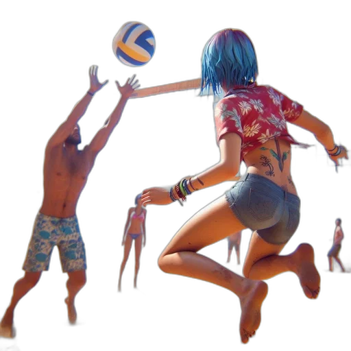 photorealistic, concept art, fantasy art, 3d render, beach, underwater, woman, blue transparent PNG cut-out