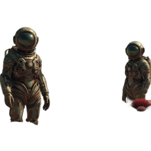 robot, creature, concept art, 3d render, pixel art, photorealistic, outer space, red transparent PNG cut-out