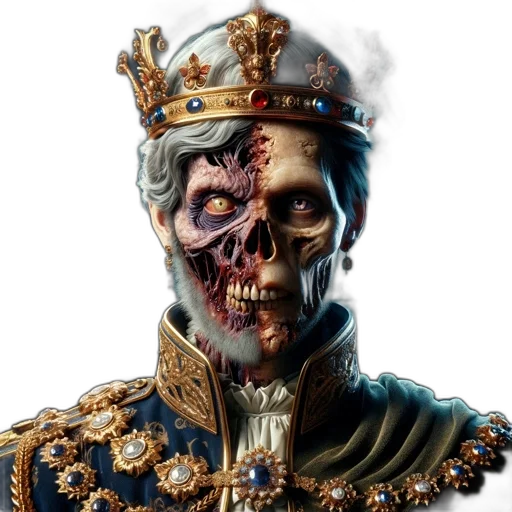 crown, face, mask, staff, concept art, photorealistic, fantasy art, 3d render transparent PNG cut-out
