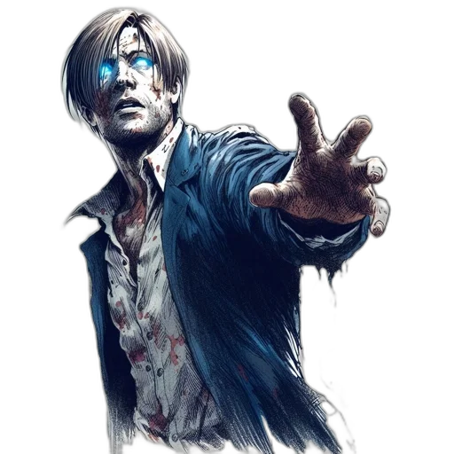 jacket, concept art, comic book art, watercolor, fantasy art, blue, woodland, setting transparent PNG cut-out