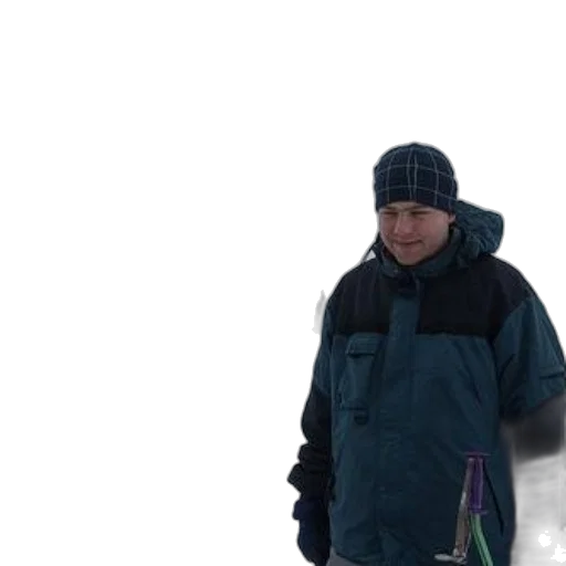 jacket, staff, snow, fog, outer space, man, blue, coat transparent PNG cut-out