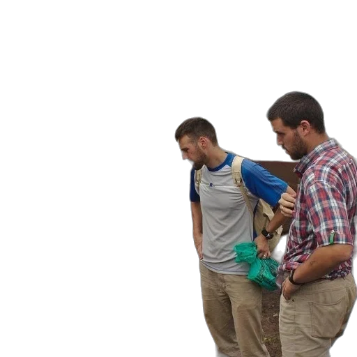 staff, umbrella, jacket, animal, three, men, stand, front transparent PNG cut-out