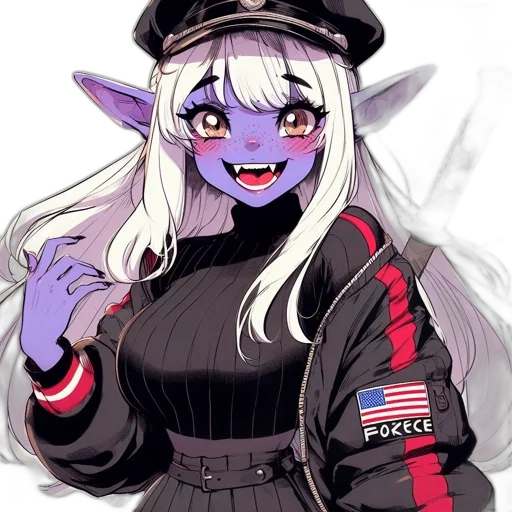 staff, jacket, hat, creature, anime, cartoon, concept art, fantasy art transparent PNG cut-out