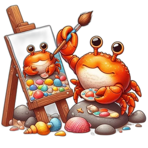 food, concept art, pixel art, photorealistic, oil painting, underwater, anthropomorphic, crab transparent PNG cut-out