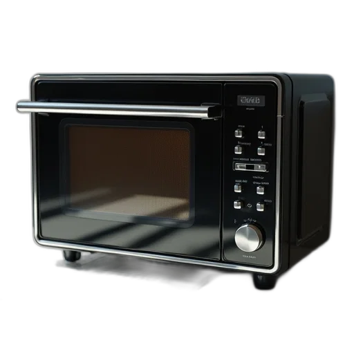 food, 3d render, black, old-fashioned, microwave, oven, metallic, finish transparent PNG cut-out