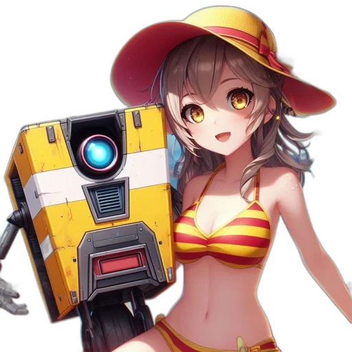 robot, weapon, staff, hat, anime, concept art, pixel art, cartoon transparent PNG cut-out