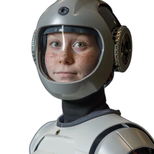 robot, face, staff, mask, 3d render, concept art, photorealistic, outer space transparent PNG cut-out