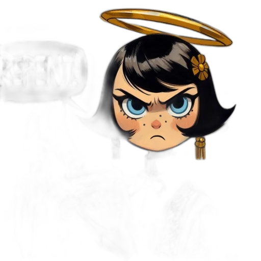 crown, staff, concept art, pixel art, cartoon, anime, angelic, character transparent PNG cut-out