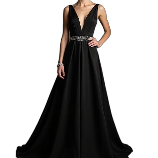 dress, dark, monochrome, long transparent PNG cut-out