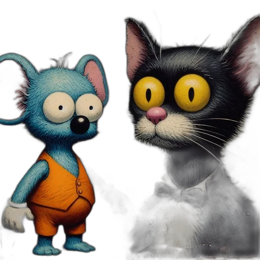 concept art, 3d render, cartoon, photorealistic, image, two, animals, blue transparent PNG cut-out